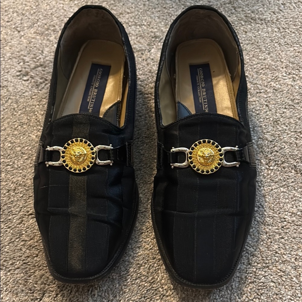 Men's Black Loafers with Gold Accent